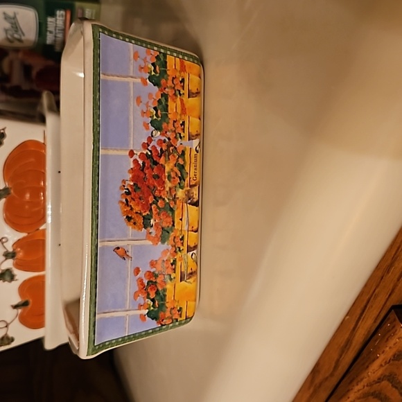 #203 Nantucket Loaf Pan Beige Ceramic Stoneware Mini Bakeware- Various Patterns - Picture 3 of 6